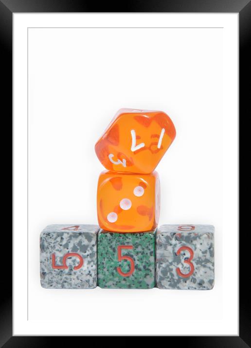 Dice stack on white Framed Mounted Print by Ivan Kovacs
