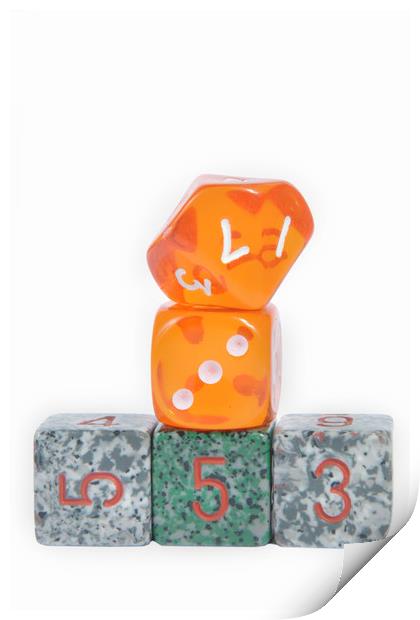 Dice stack on white Print by Ivan Kovacs