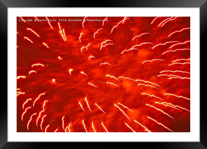 Red Fire At Night Framed Mounted Print by Vanna Taylor
