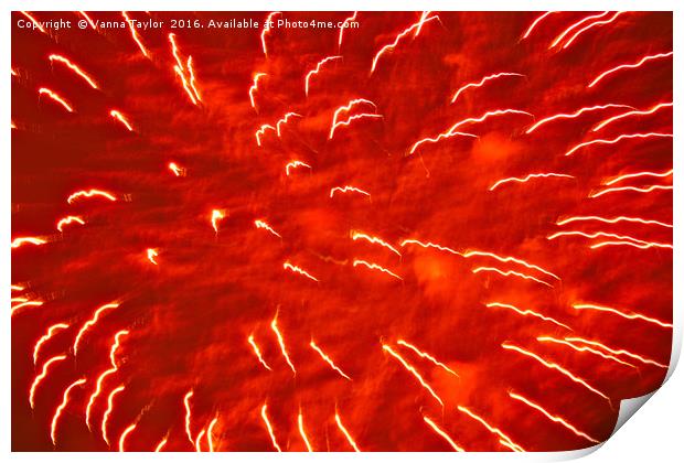 Red Fire At Night Print by Vanna Taylor