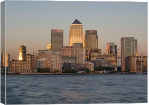 Canary Wharf Sunset Canvas Print by Clive Eariss