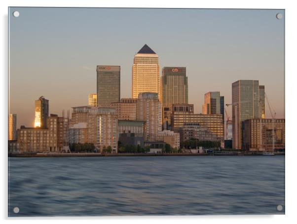 Canary Wharf Sunset Acrylic by Clive Eariss