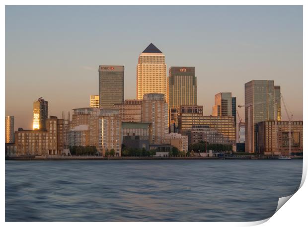 Canary Wharf Sunset Print by Clive Eariss
