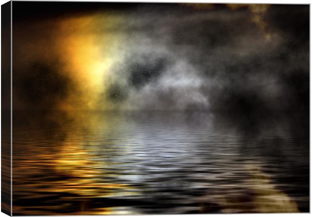 Digital, sea, night, mist Canvas Print by Raymond Gilbert