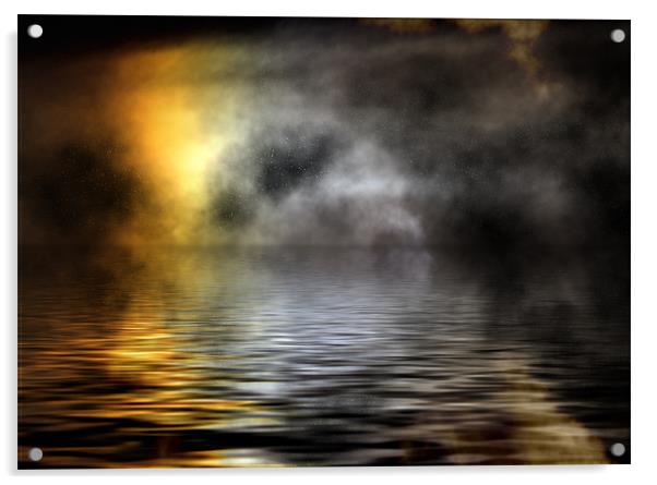 Digital, sea, night, mist Acrylic by Raymond Gilbert