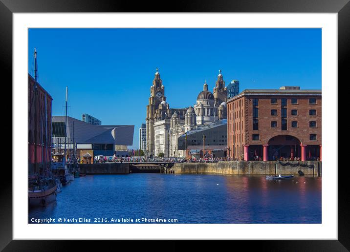 Captivating Albert Dock Panorama Framed Mounted Print by Kevin Elias