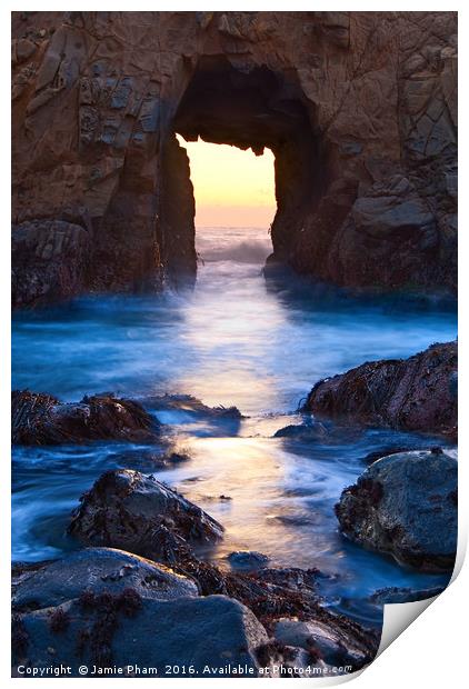 Sunset on Arch Rock in Pfeiffer Beach, Big Sur. Print by Jamie Pham