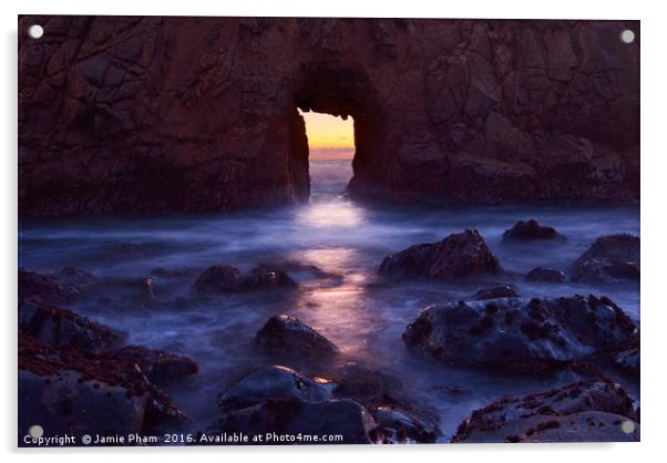 Sunset on Arch Rock in Pfeiffer Beach, Big Sur. Acrylic by Jamie Pham