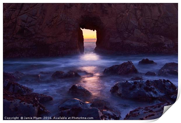 Sunset on Arch Rock in Pfeiffer Beach, Big Sur. Print by Jamie Pham