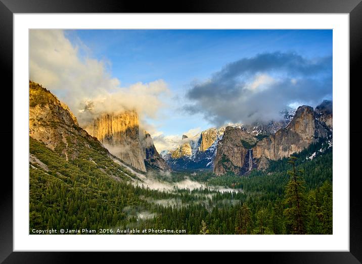 Dramatic View of Yosemite National Park from Tunne Framed Mounted Print by Jamie Pham