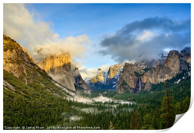 Dramatic View of Yosemite National Park from Tunne Print by Jamie Pham