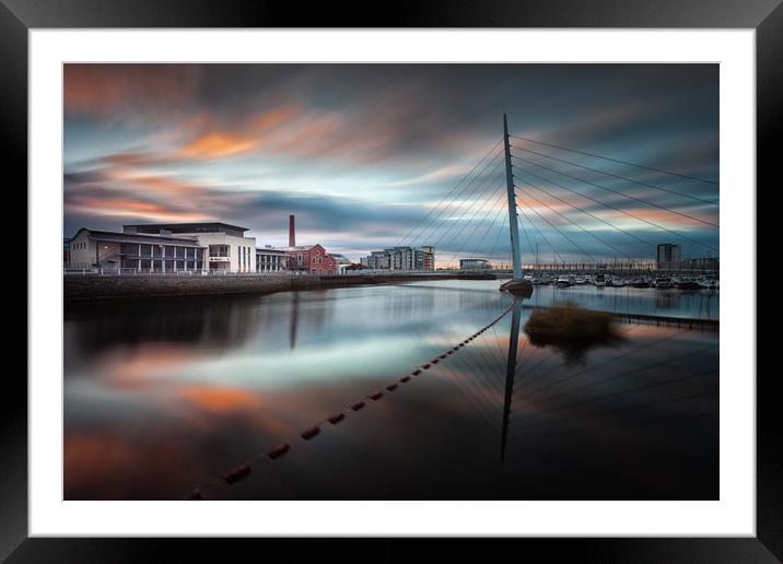 River Tawe and Swansea Sail Bridge Framed Mounted Print by Leighton Collins