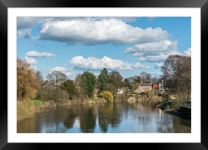 River Wye Hereford in Spring with trees and clouds Framed Mounted Print by Nick Jenkins