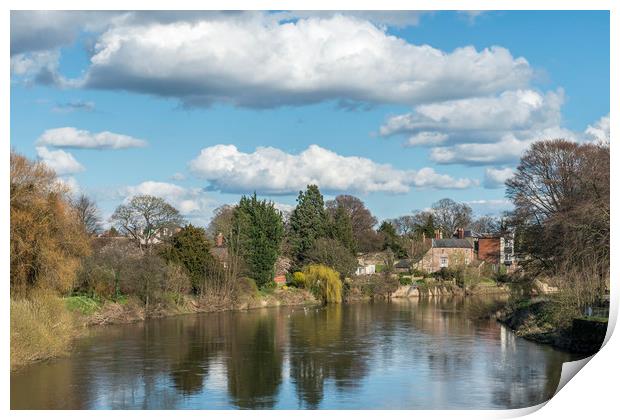 River Wye Hereford in Spring with trees and clouds Print by Nick Jenkins