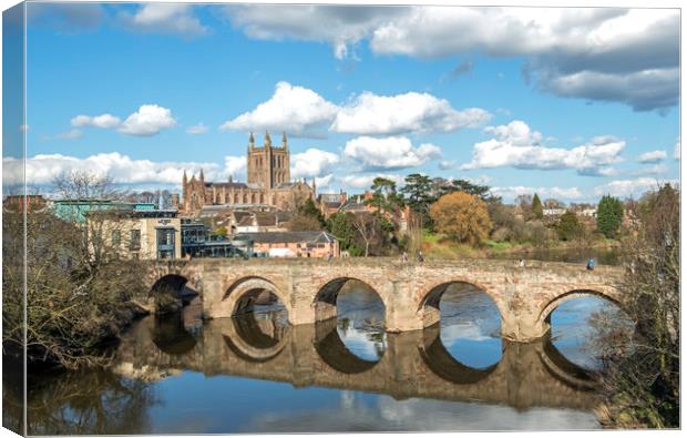 Hereford Cathedral and St Martins Bridge  Canvas Print by Nick Jenkins