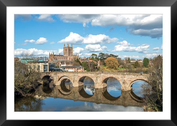 Hereford Cathedral and St Martins Bridge  Framed Mounted Print by Nick Jenkins