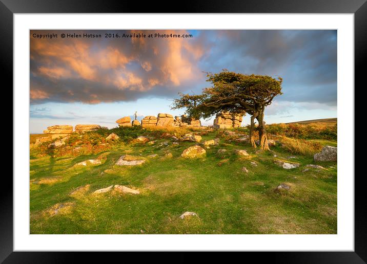 Evening Light at Combestone Tor Framed Mounted Print by Helen Hotson