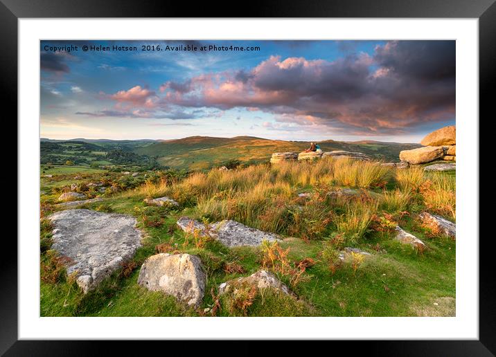 Watching the Sunset over Dartmoor Framed Mounted Print by Helen Hotson