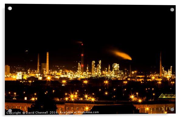 Ellesmere Port Refinery Acrylic by David Chennell