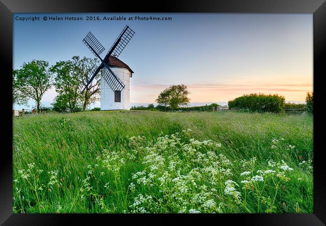 Sunrise at Ashton Windmill Framed Print by Helen Hotson