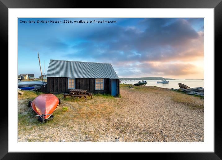 Boat Sheds at Hengistbury Head Framed Mounted Print by Helen Hotson