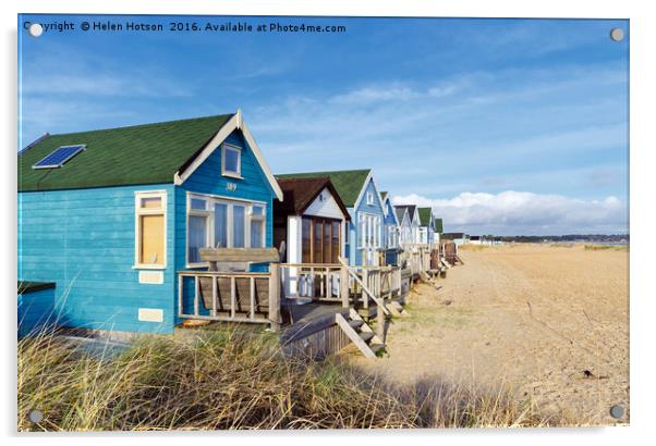 Vibrant Luxury Beach Huts at Mudeford Spit Acrylic by Helen Hotson