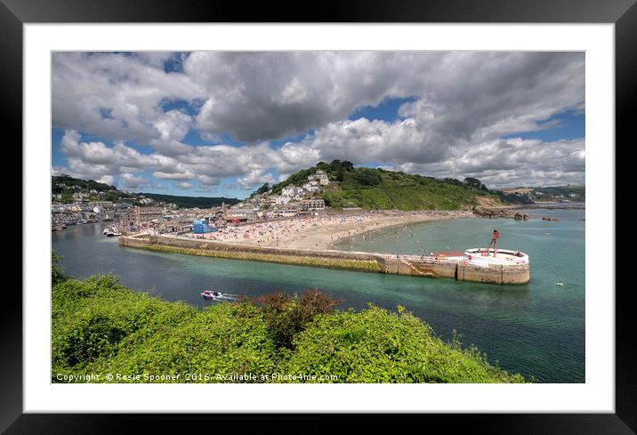 Summer's Day looking down on Looe Beach and River Framed Mounted Print by Rosie Spooner