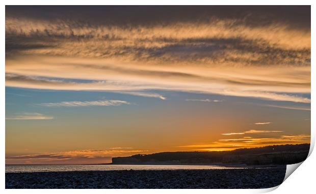 Sunset over the Glamorgan Coast from Colhugh Beach Print by Nick Jenkins