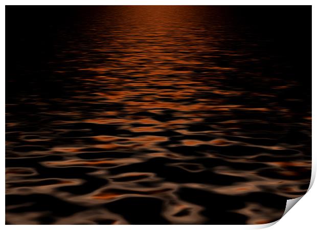 Sunset, reflection, water, digital, art Print by Raymond Gilbert