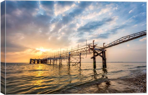 Sunset At Totland Pier Canvas Print by Wight Landscapes