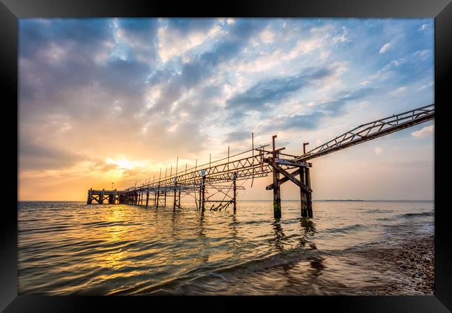 Sunset At Totland Pier Framed Print by Wight Landscapes