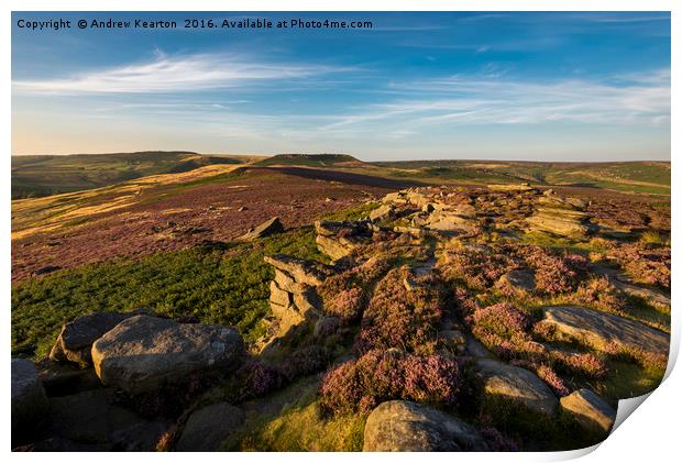 Sunset colours on Hathersage moor Print by Andrew Kearton