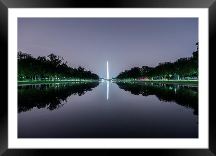 Washington Memorial from the Lincoln Memorial No.  Framed Mounted Print by Belinda Greb