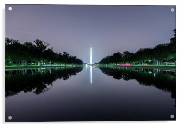 Washington Memorial from the Lincoln Memorial No.  Acrylic by Belinda Greb