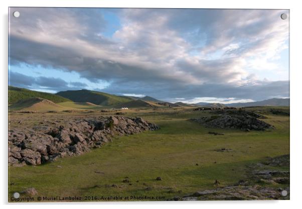 Mongolian landscape Acrylic by Muriel Lambolez