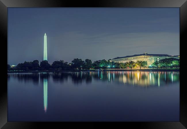 Washington Memorial from the Jefferson Memorial Si Framed Print by Belinda Greb