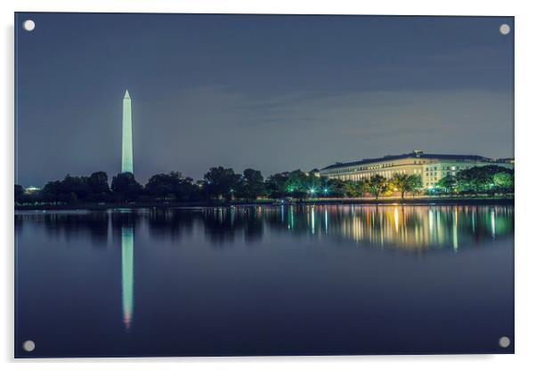 Washington Memorial from the Jefferson Memorial Si Acrylic by Belinda Greb