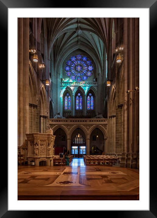 National Cathedral West Rose Stained Glass Window Framed Mounted Print by Belinda Greb