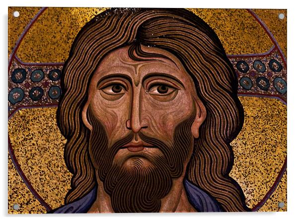 Christ mosaic, Cefalu Cathedral, Sicily Acrylic by Raymond Gilbert