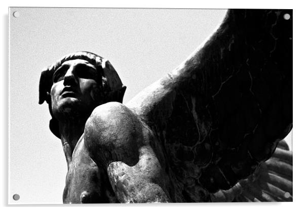 Corleone, Roman statue, winged, Sicily, Black and  Acrylic by Raymond Gilbert