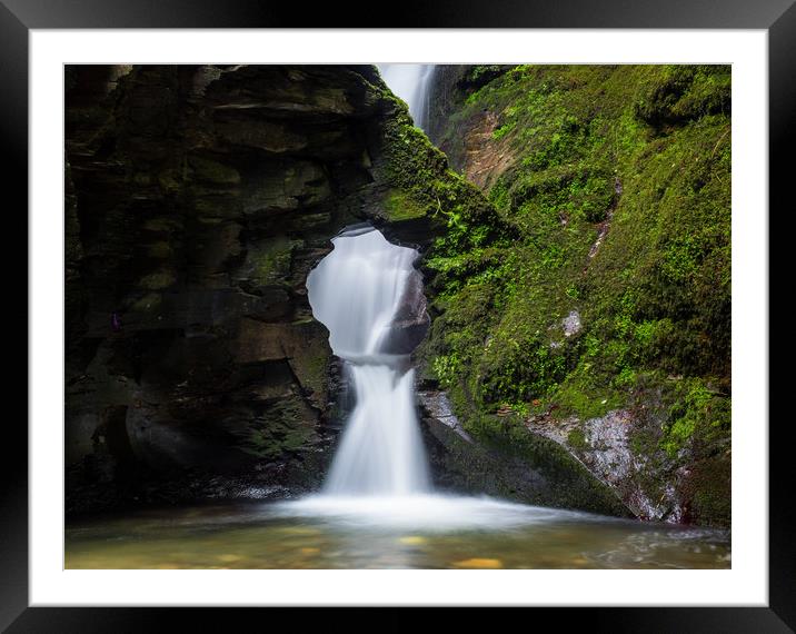 St Nectan's Waterfall Cornwall Framed Mounted Print by Rick Bowden