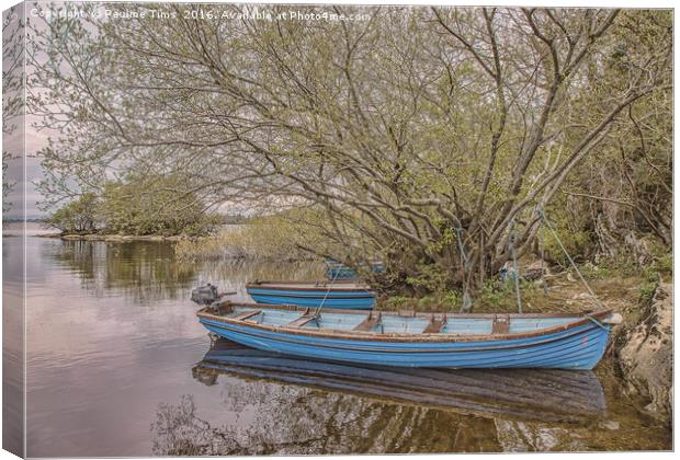 Blue Boats at Lough Leane Killarney Canvas Print by Pauline Tims