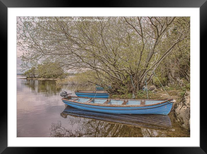 Blue Boats at Lough Leane Killarney Framed Mounted Print by Pauline Tims