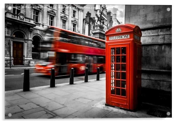 London Bus and Telephone Box in Red Acrylic by Paul Warburton