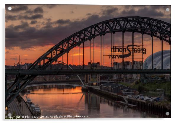 Sunrise on the Tyne Acrylic by Phil Reay