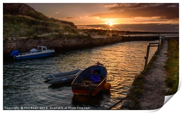 Sunset over the harbour Print by Phil Reay