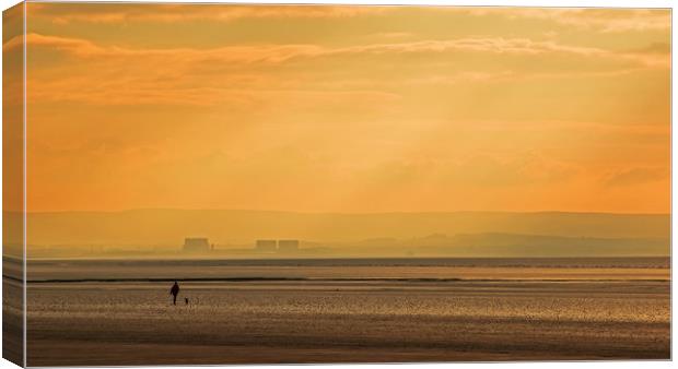 Sunset at Hinkley Point Canvas Print by Sue Dudley