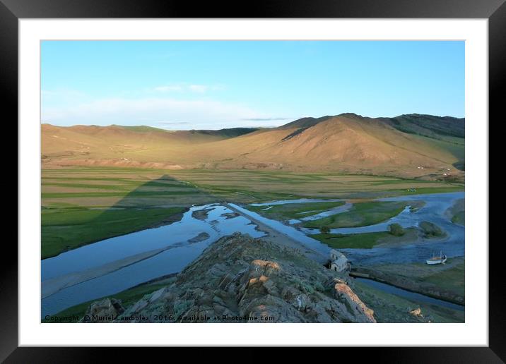Mongolian landscape Framed Mounted Print by Muriel Lambolez