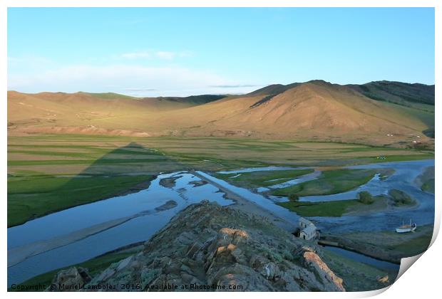 Mongolian landscape Print by Muriel Lambolez