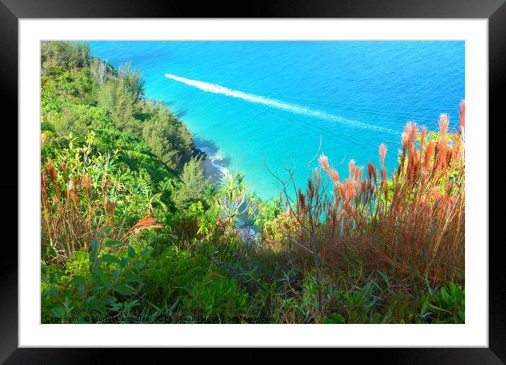 Looking down on a secluded beach Framed Mounted Print by Muriel Lambolez